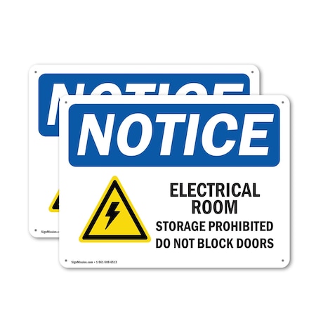 Signmission Electrical Room Storage Prohibited, 18 in W x Rectangle, Aluminum OS-2PACK-NS-A-1218-L-11690